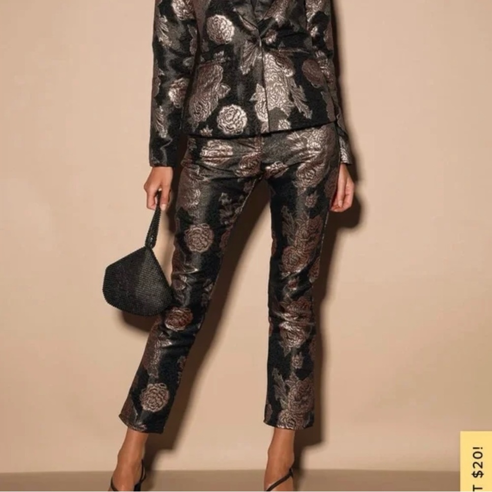 Sage The Label Black and Metallic Gold Lace Pants. Size: L